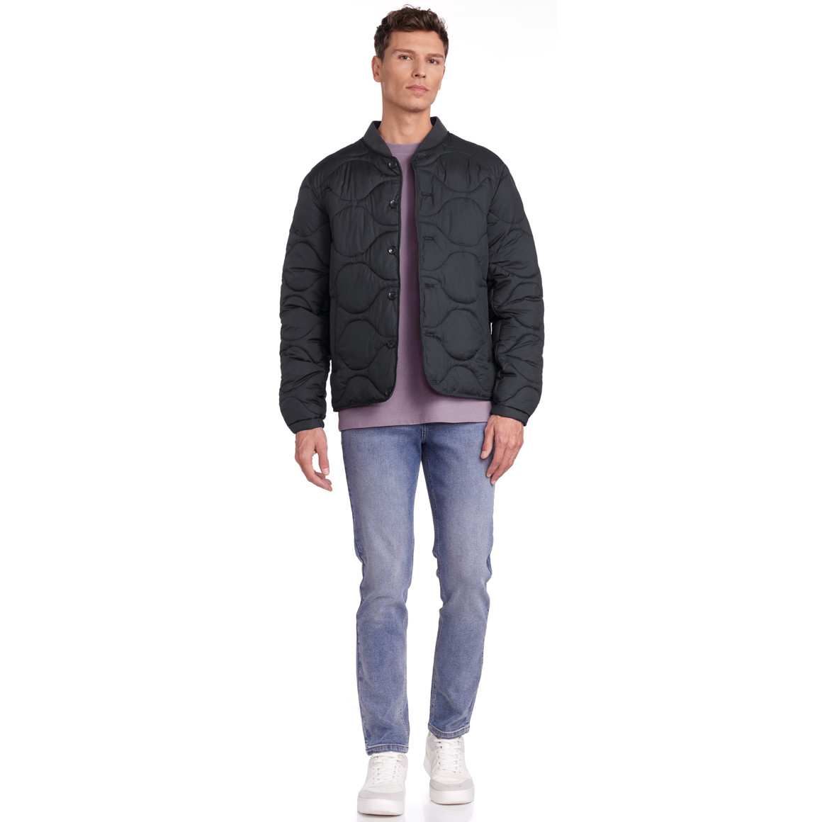 Jonas Nielsen Herren Steppjacke mit Knopfleiste dunkelblau