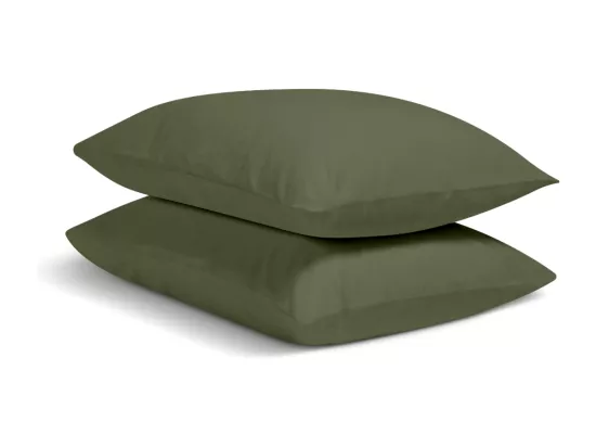 Lot de 2 Taies d'oreiller 100% Percale de coton - Kaki - 65x65cm