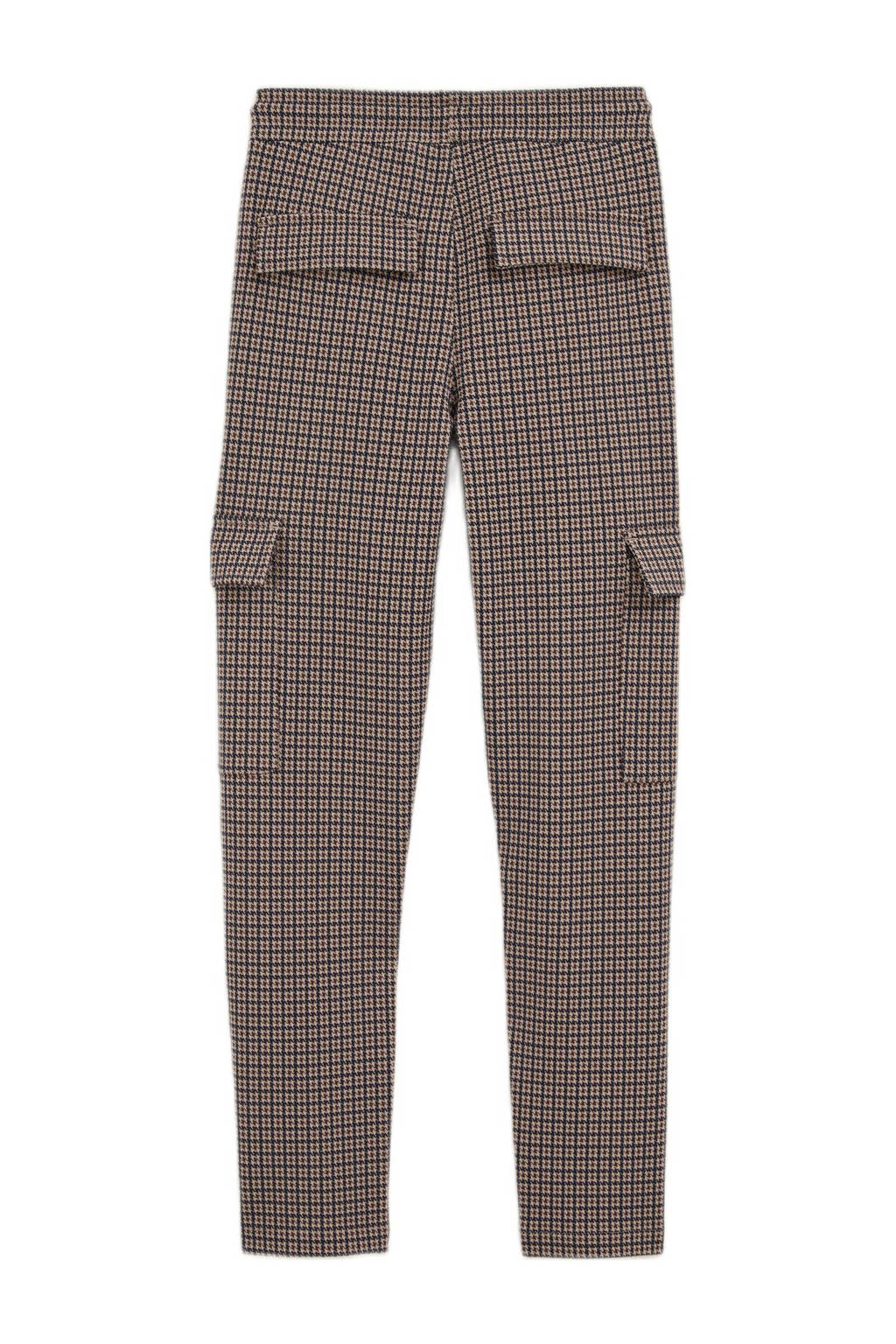 WE Fashion cargobroek met pied-de-poule beige/bruin/donkerblauw