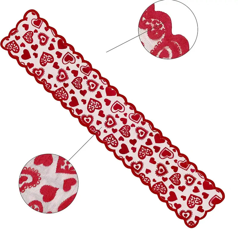 (180x30cm) Valentingstag Tischläufer Romantisches Tischtuch Home Deko - Herz