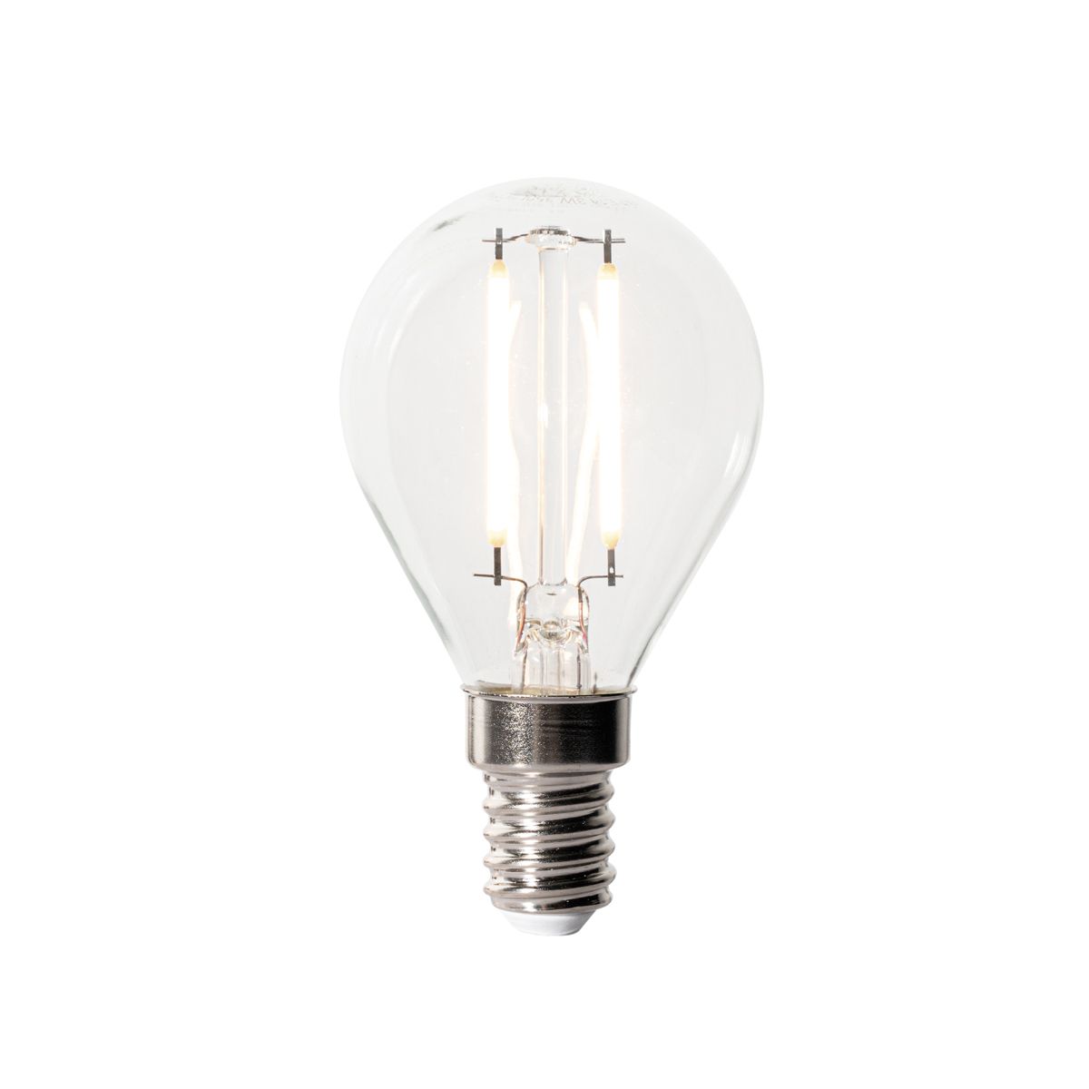 Set van 5 E14 dimbare LED lampen P45 helder glas 3W 250 lm 3000K