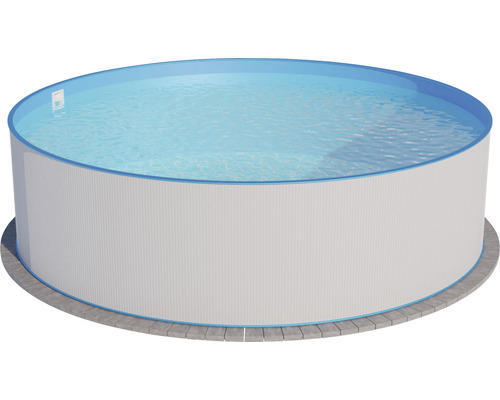 Opzetzwembadset van staalwand Planet Pool rond Ø 450x120 cm incl. zandfiltersysteem, ladder, ingebouwde skimmer, filterzand & aansluitslang wit
