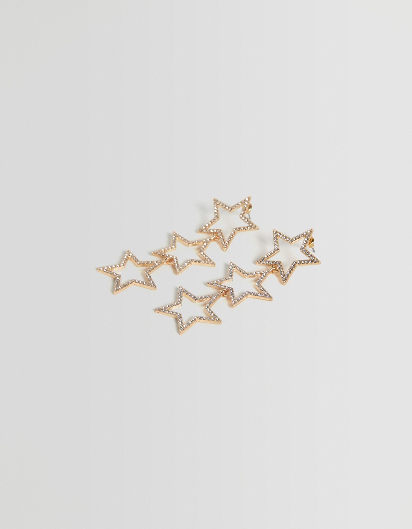 Brincos em cascata com estrelas de strass