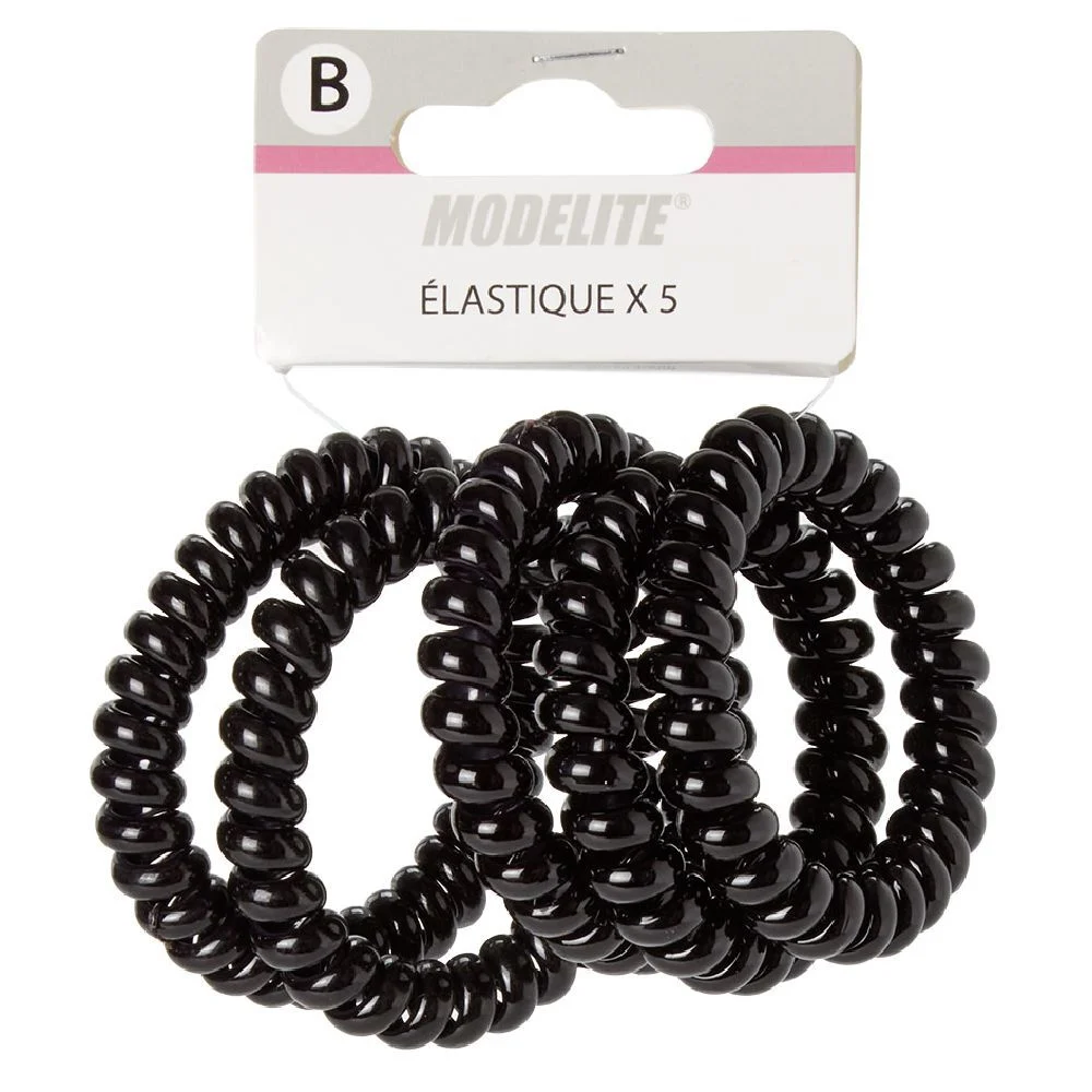 Élastique spirale noir brillant x8
