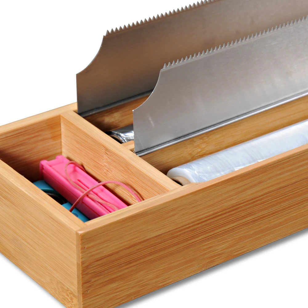 Folienspender, 2-Fächer, Bambus, FSC