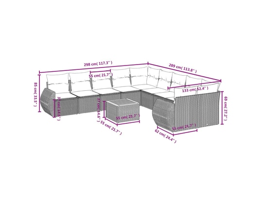 LES TENDANCES - Salon extérieur Salon de jardin-noir-10 places-62x62x69-438860