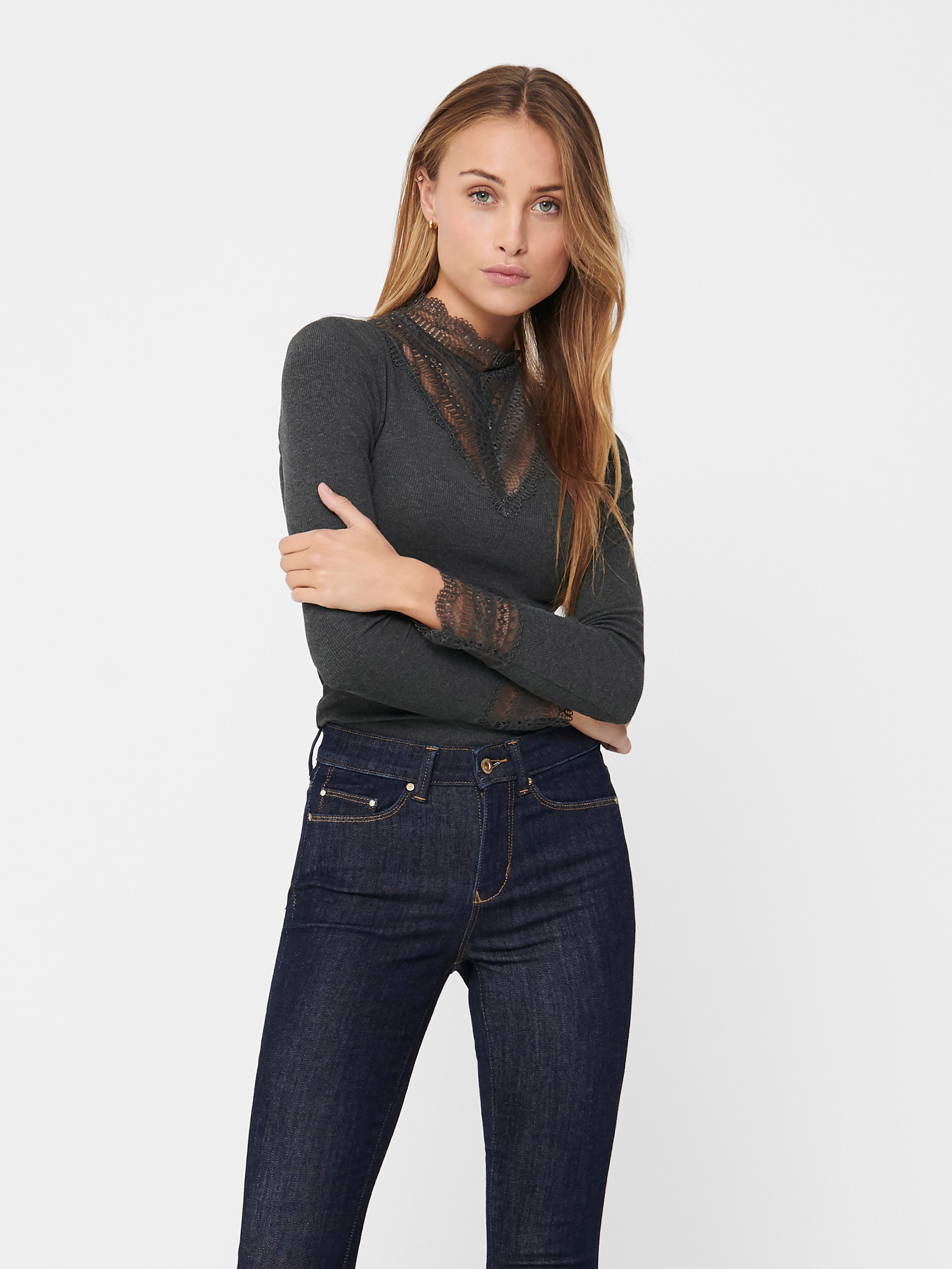 ONLTILDE Top Dark Grey Melange