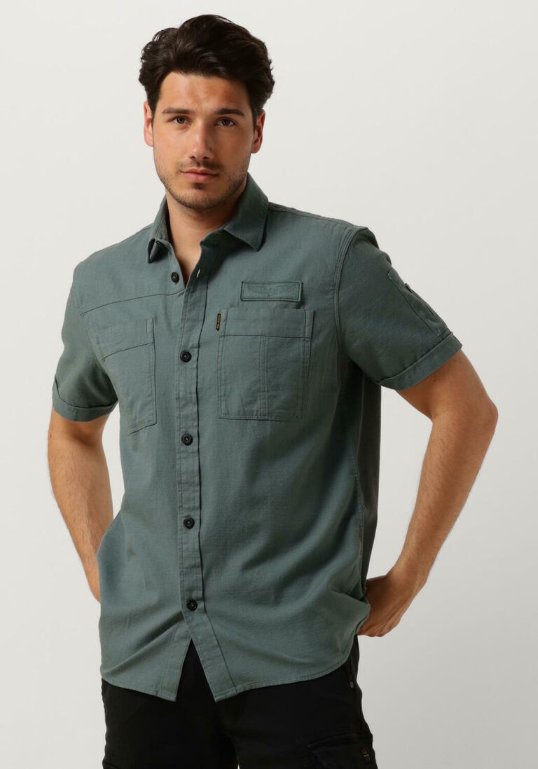 PME LEGEND groene pme legend casual overhemd short sleeve shirt ctn slub