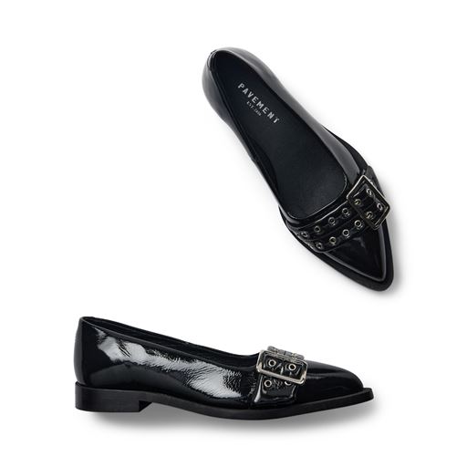 Pavement Saso Low Sko, Black Patent, 37