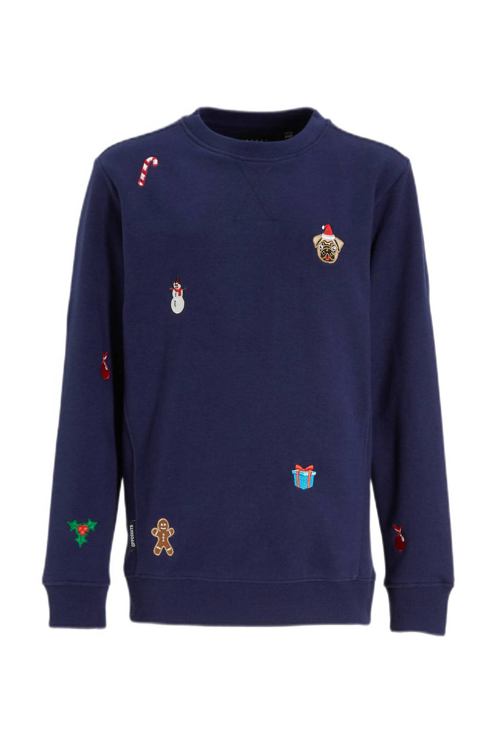 OppoSuits kerstsweater X-Mas Icons met all over print donkerblauw