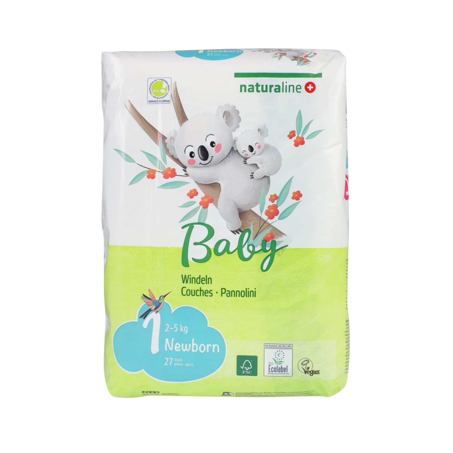 Naturaline Baby Grösse 1 Newborn, 2-5kg, 27 Stück