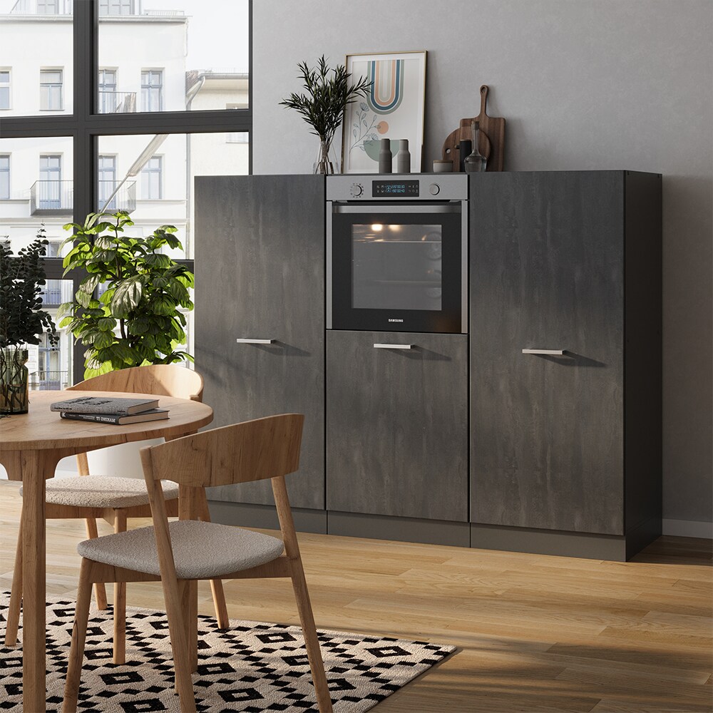 Vicco Küchenblock R-Line 180 cm Schwarz Beton Anthrazit ohne Arbeitsplatte