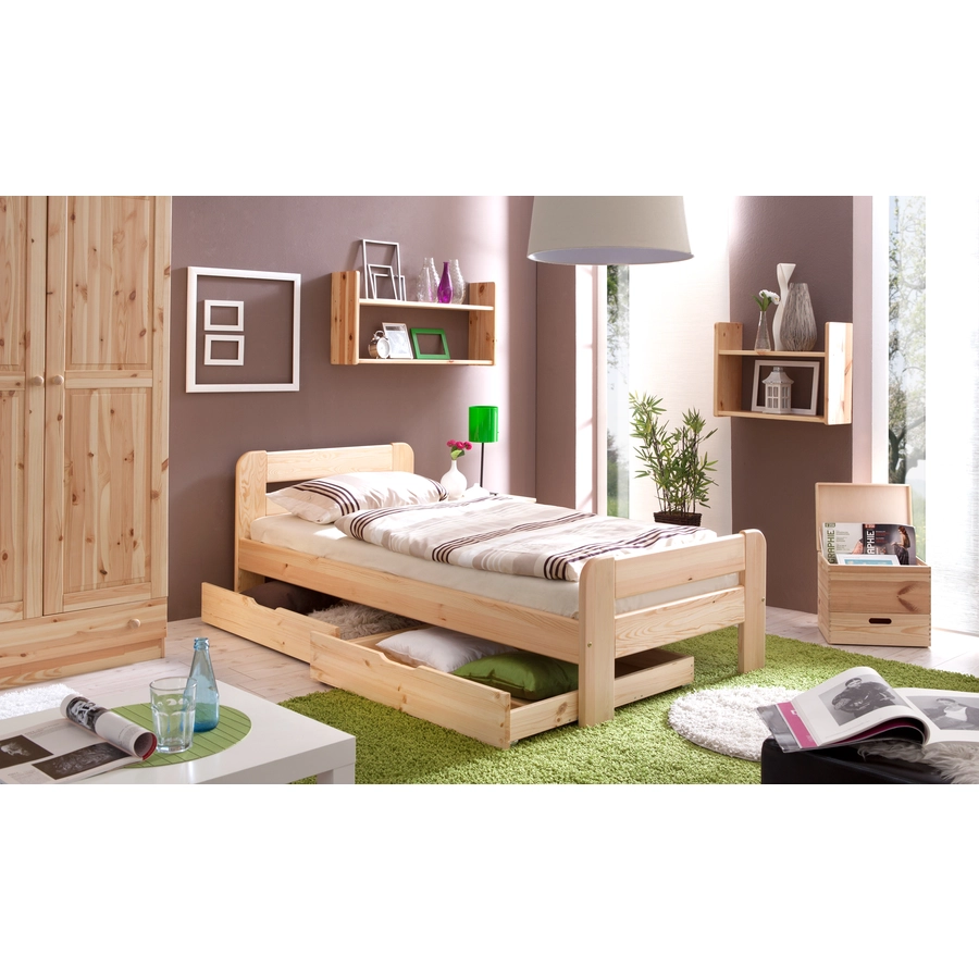 TICAA Massivholz Einzelbett Bert Kiefer Natur Natur