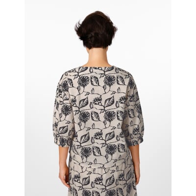 Damenbluse Floral Print, Creme-Schwarz