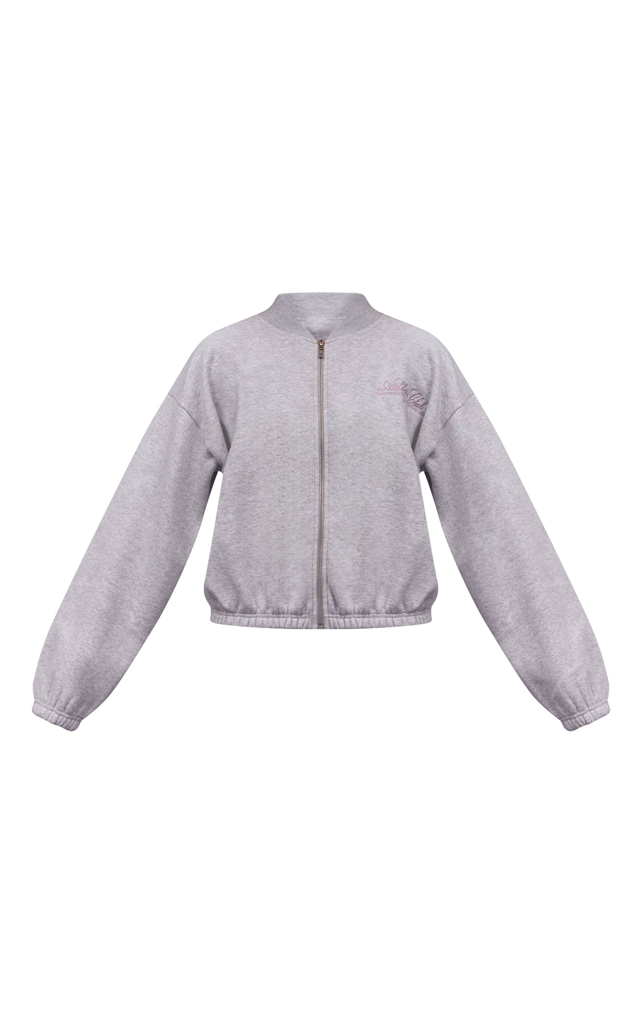 Gris Cendré Veste Bomber Molleton Coton Athletics Club