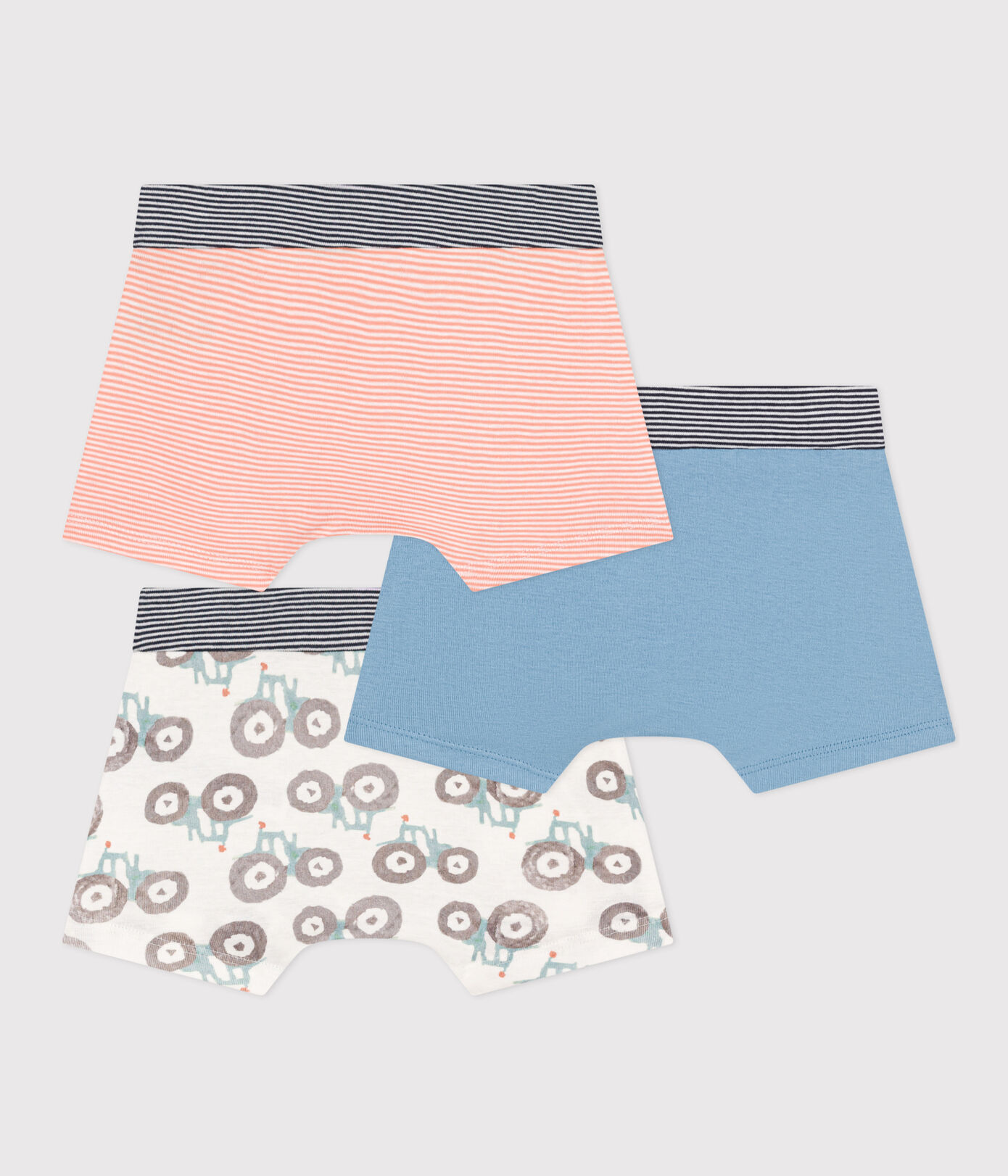 Lot de 3 boxers tracteur en coton petit garçon