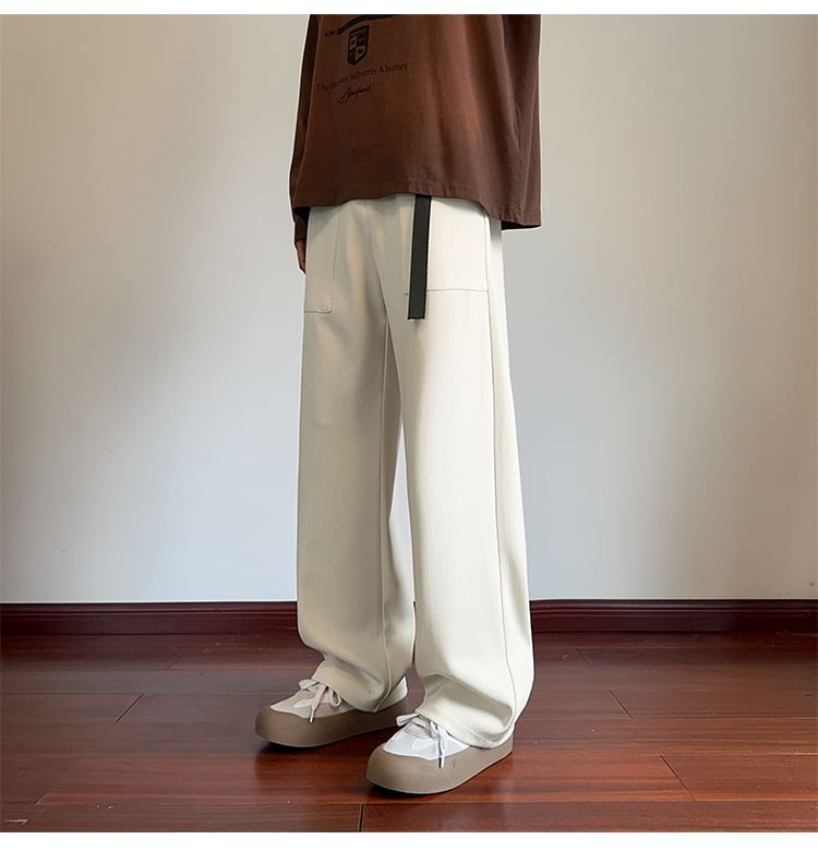 Drawouf - Broek met elastische taille en rechte pijpen en gespen