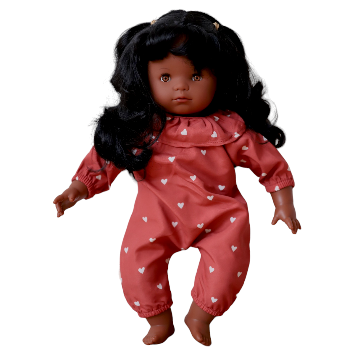 Tenue de poupée Simone cœurs terracotta Frisette