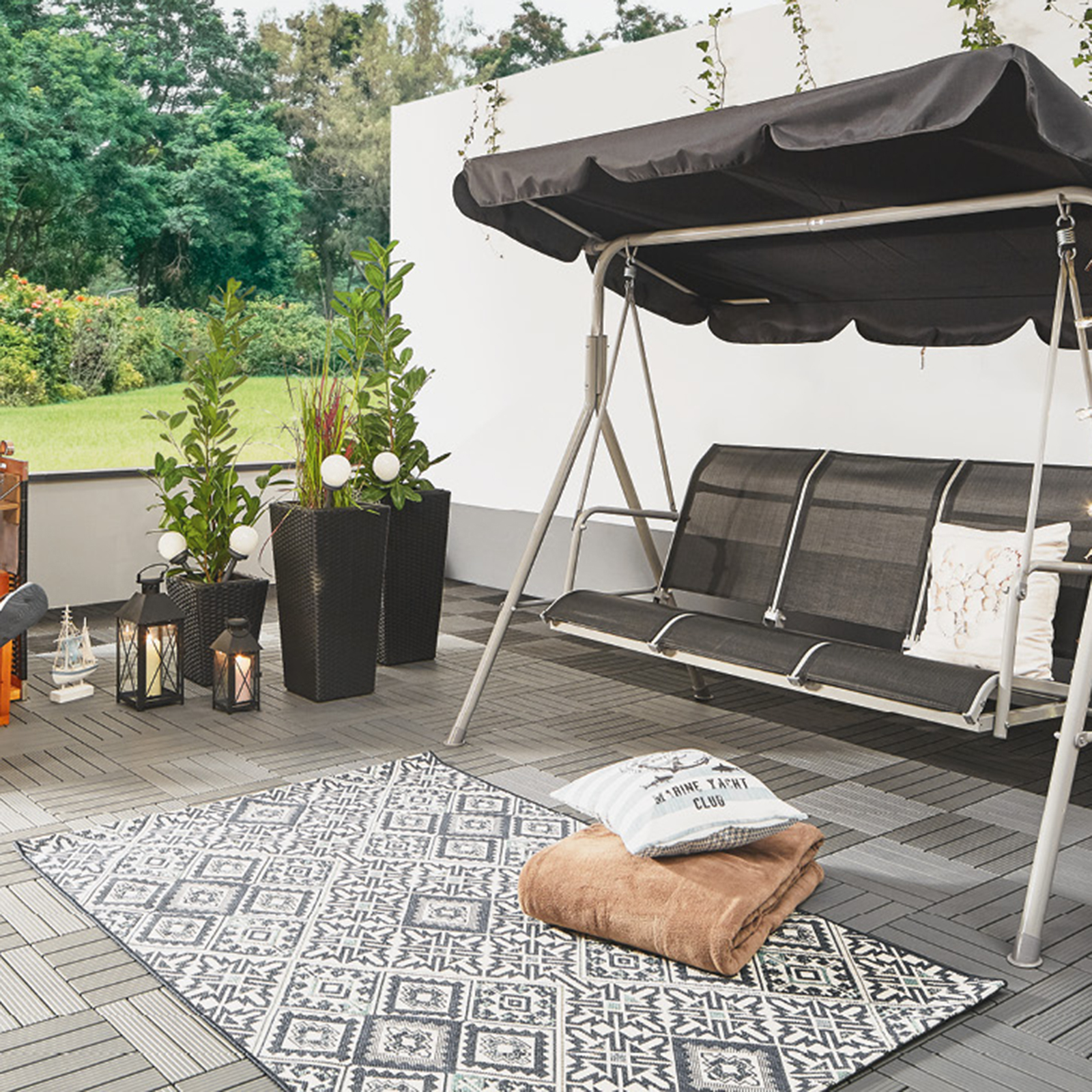 In-/Outdoorteppich - blau - 80x150 cm