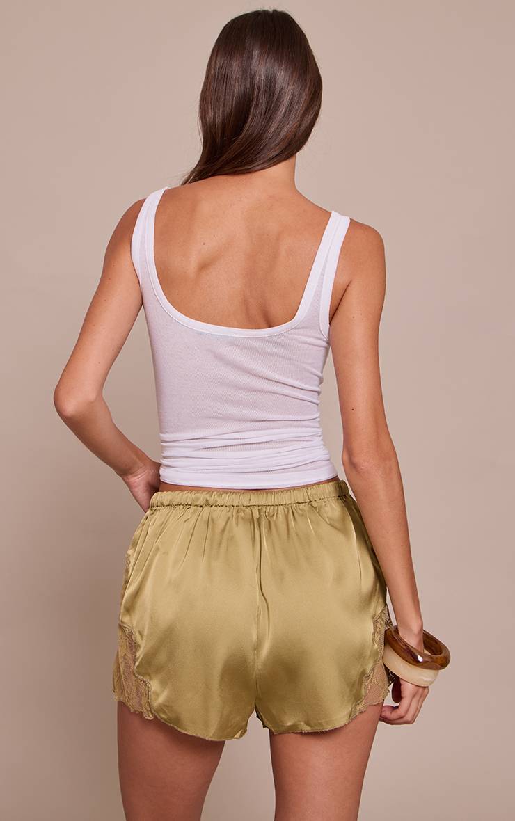 Vert Sauge Short En Satin À Lacets Avec Cordon De Serrage