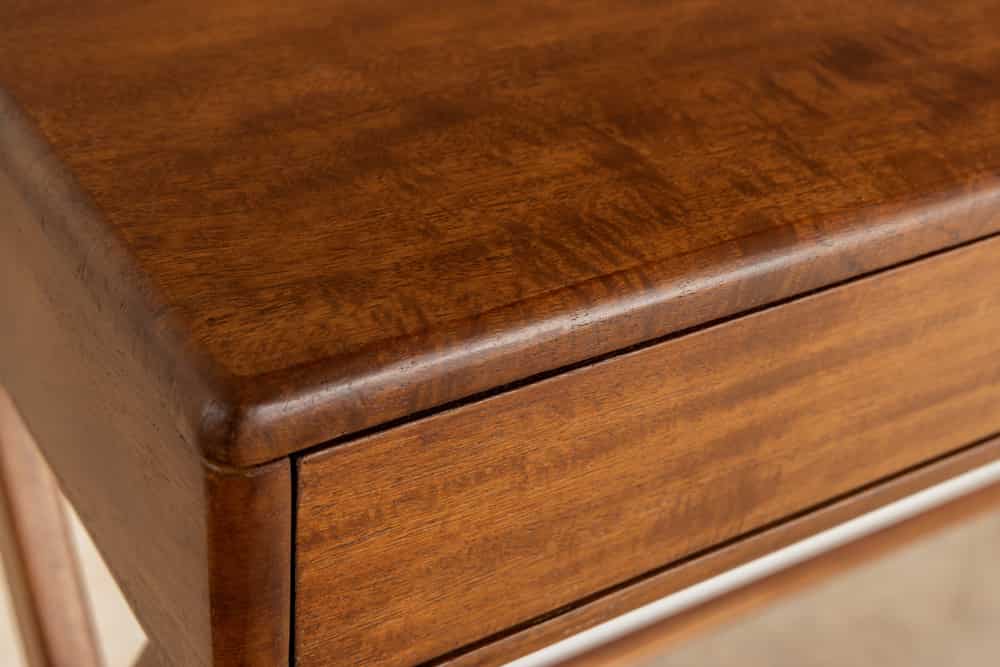 Stilvoller Konsolentisch SECRETARIO 110cm braun Akazie gold mit Schubladen