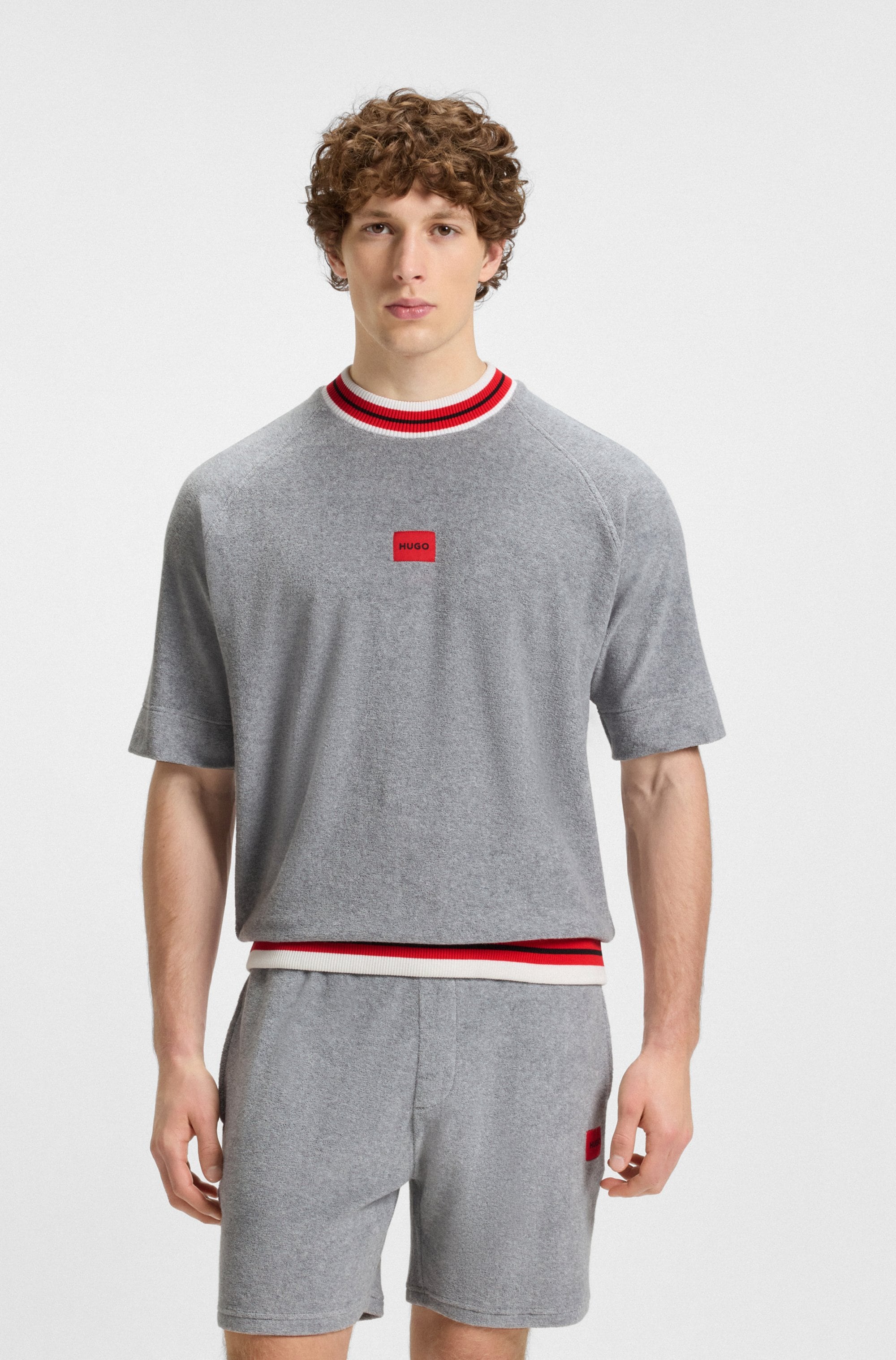 HUGO Underwear Sweatshirt »JAXON«, kontrastfarbene Details, relaxed fit, kurze Ärmel