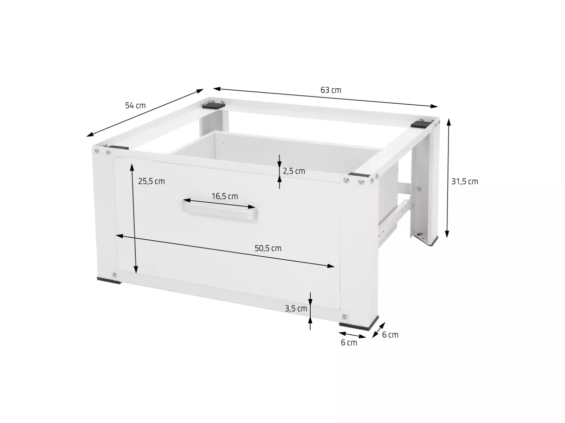 Socle pour machine à laver en acier blanc accessoire avec tiroir ML-Design