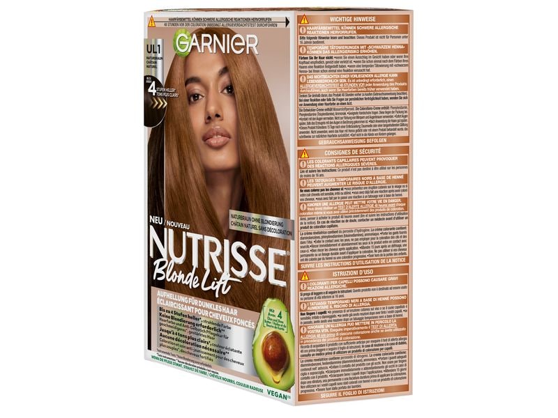 Garnier Haarcoloration Ultra Lift Kastanienbraun Aufhellung in Naturbraun hellt dunkles Haar ohne vorherige Blondierung um bis zu vier Stufen auf
