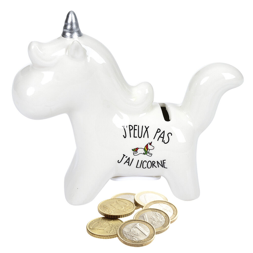 Tirelire licorne céramique blanche