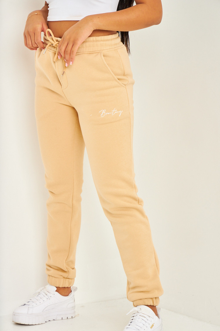 Pantalon de jogging beige foncé inscription Brentiny