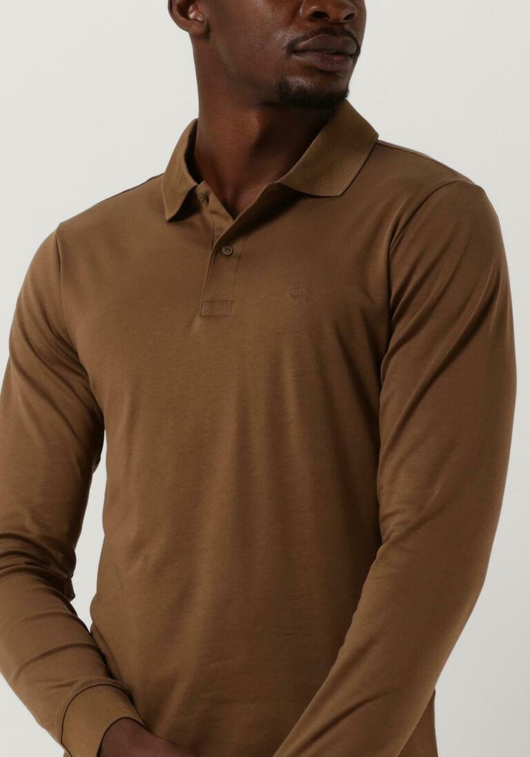 CALVIN KLEIN bruine calvin klein polo smooth cotton slim ls polo