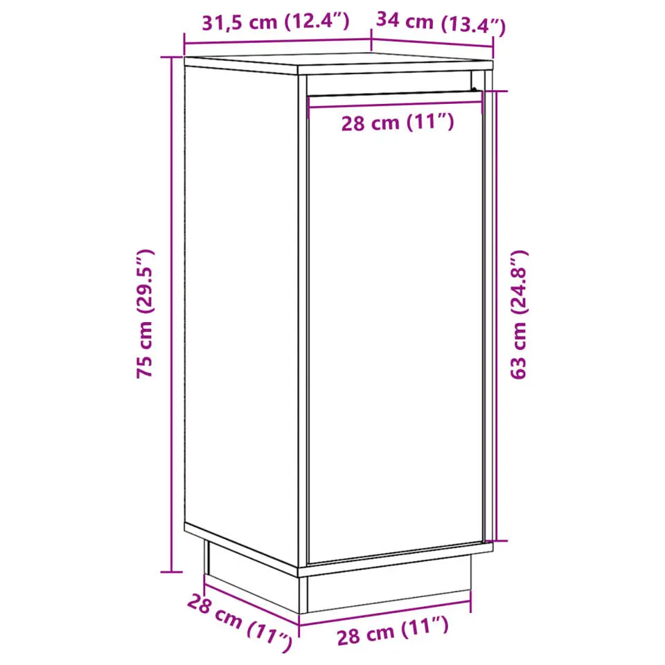 vidaXL - Dressoir - Zwart - Grenenhout - 2 stuks