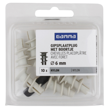GAMMA Gips plug 6x22mm 10ST + bit