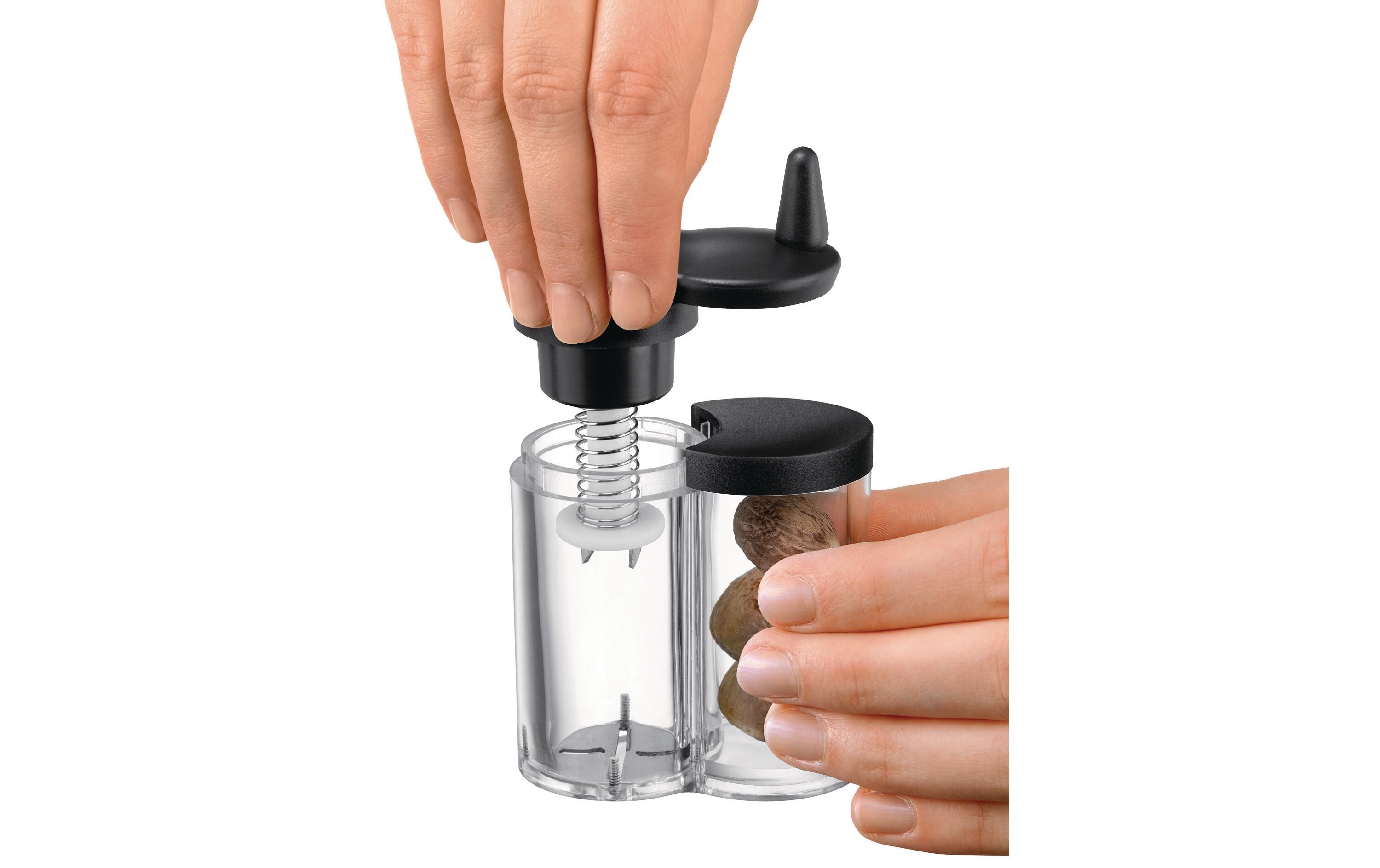 Muskatmühle Mulino 10 cm, TransparentMit hochwertiger Edelstahlreibfläche
