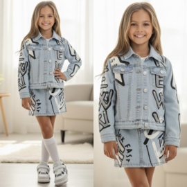 Wow denim set - wit