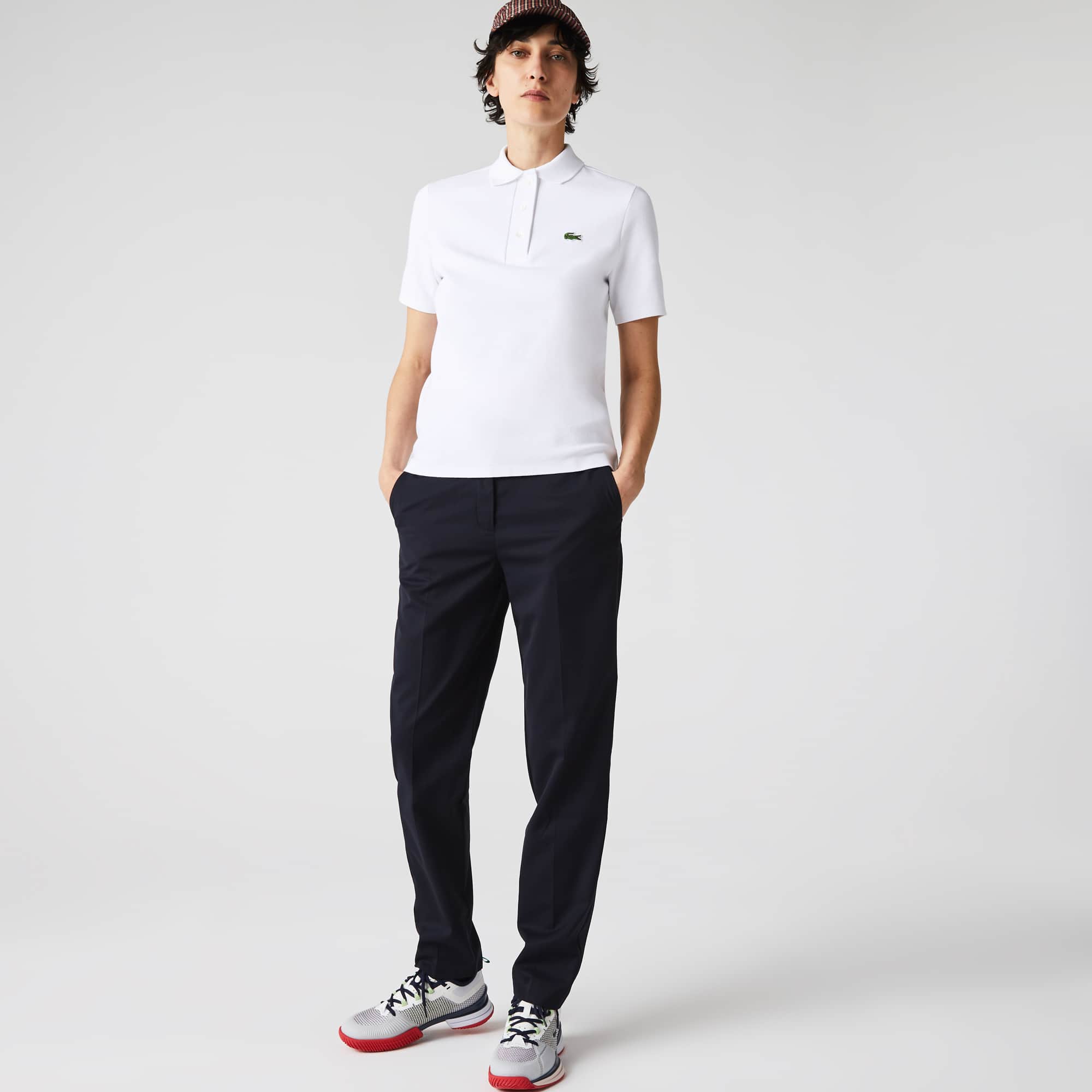 Polo Lacoste regular fit en coton biologique rayé Manches Courtes - Blanc - Lacoste - Femme