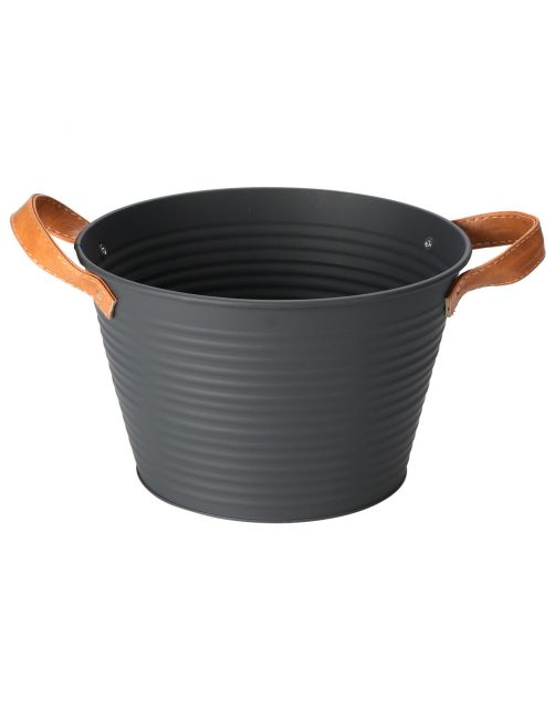 Homestyle Emmer Metaal Met Handvatten - Opruimen - 24x15x17 cm Grijs