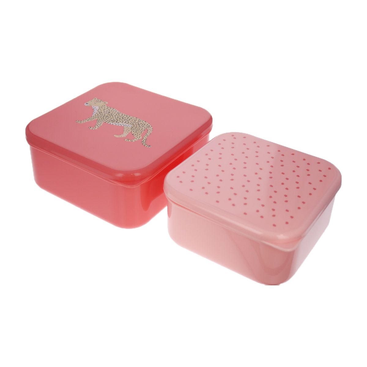 Lot de 2 boîtes à goûter rose Léopard Pause goûter