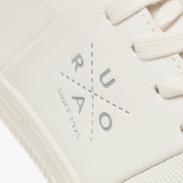 Blue Box witte heren sneakers met bruin detail