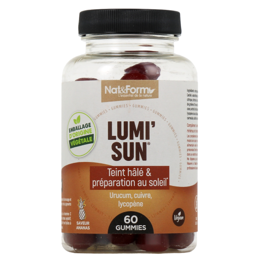 Nat & Form Lumi Sun Gummies bronzage et préparation au soleil