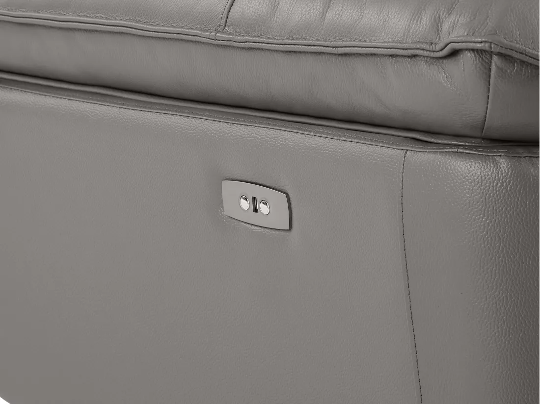 Fauteuil relax électrique en cuir de vachette gris NOVENA