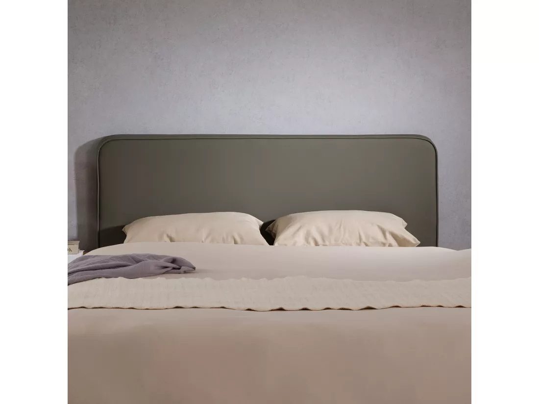 Tête de lit NAOFE 120, Rembourrée, Fixation murale, Design arrondi moderne, Pour lit 120 cm ou moins, Gris