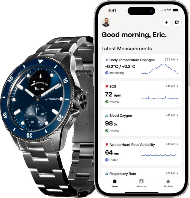 Withings ScanWatch Nova hybridur 42 mm (blå)