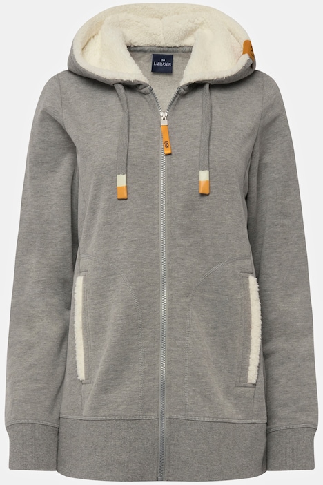 Hoodie-Jacke, Sweat, Kapuze innen aus Teddy, Langarm, aus recyceltem Polyester