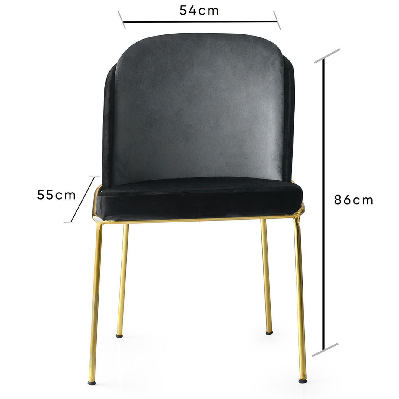Homitis 4 Chaises Dore noires - 54x86x55 cm