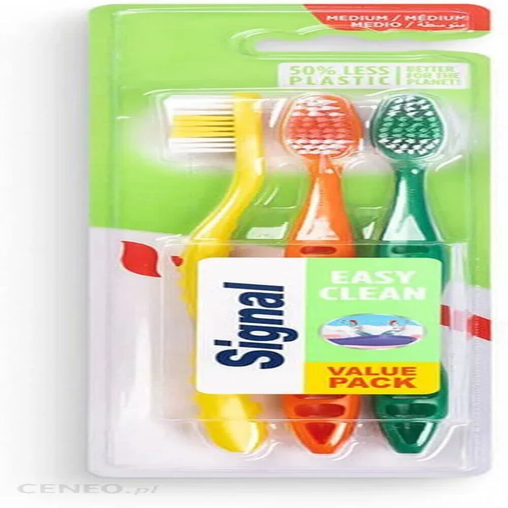 Lot de 3 brosses à dents Signal médium orange/jaune/vert