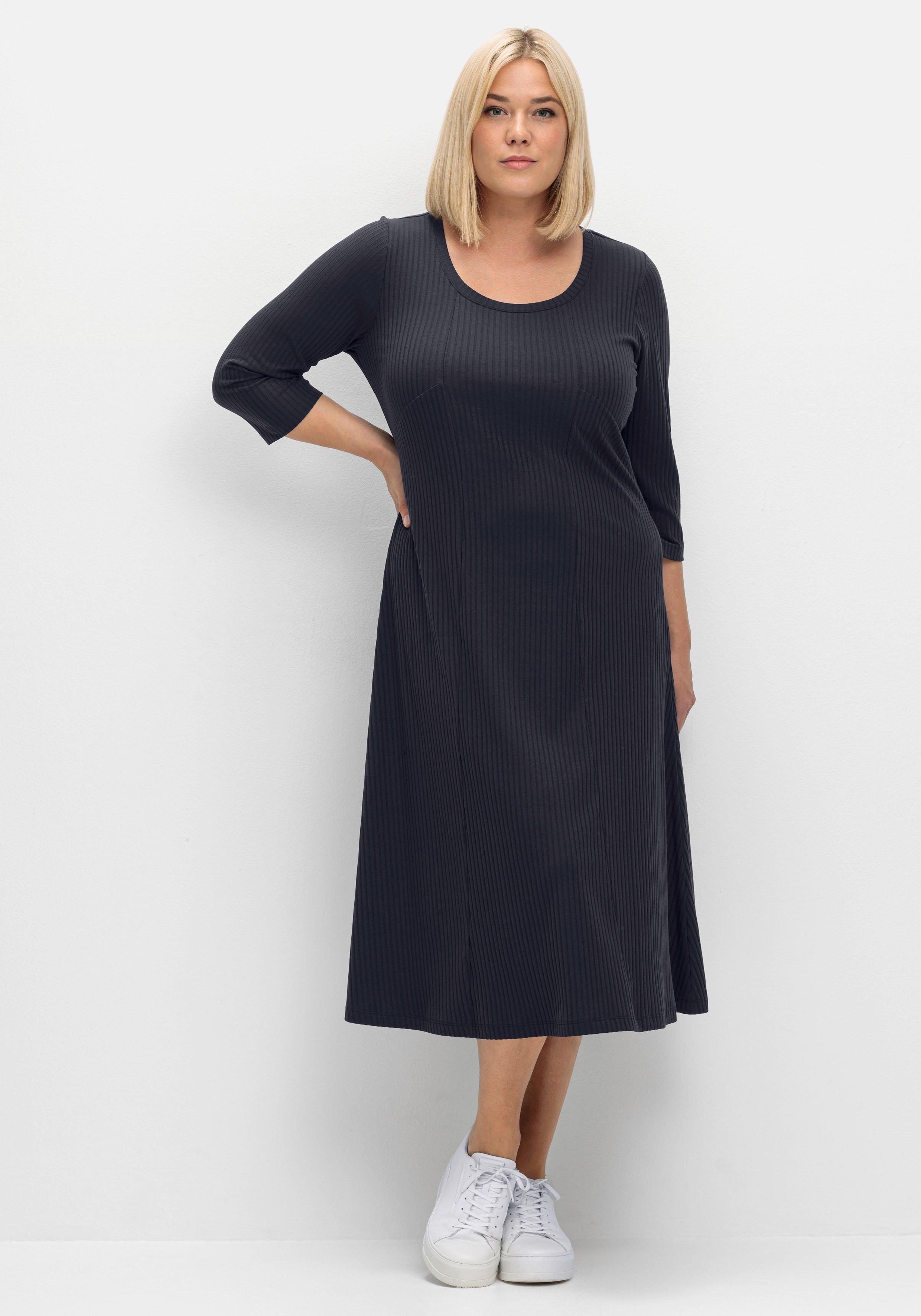 Shirtkleid aus Rippqualität, mit 3/4-Ärmeln
