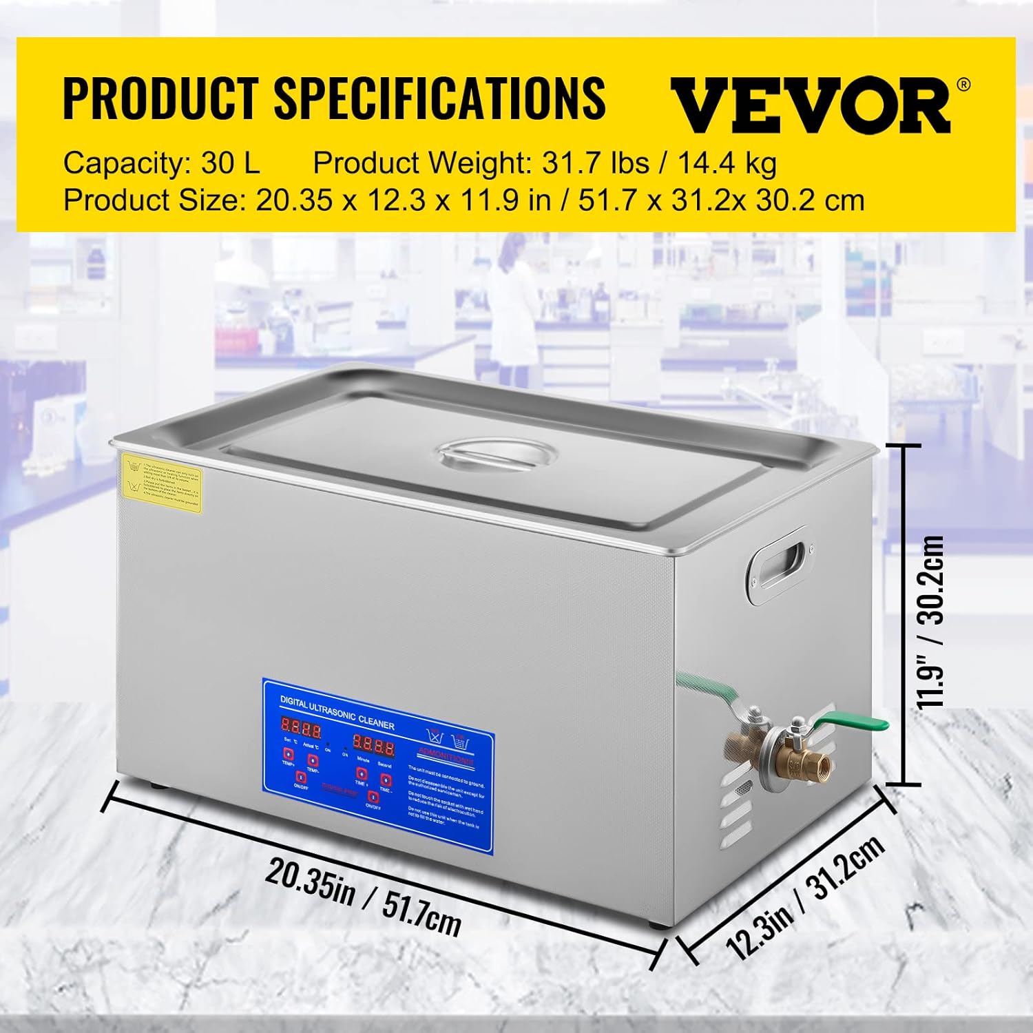 VEVOR 30 L Ultraschallreinigungsgerät Ultraschallreiniger mit Heizung 600 W Ultraschallreiniger aus Edelstahl Ultraschall Reinigungsgerät für Brillen Schmuck Zahnprothesen Münzen usw.