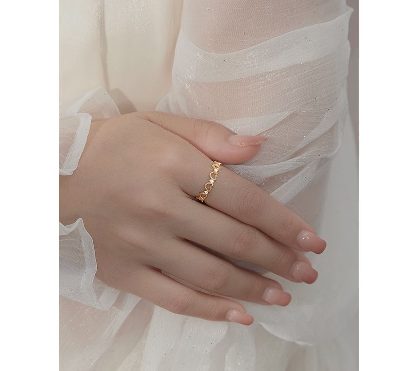 Parskletie - Hartvormige Sterling Zilveren Open Ring