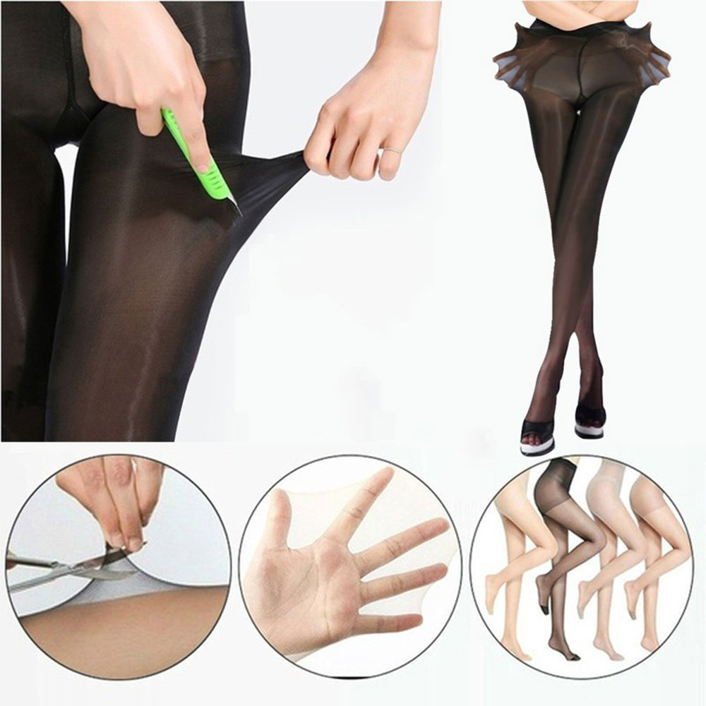 Reissfeste High Waist Leggings Damen Strumpfhose Fashion Stretch Nylonstrumpfhose (OneSize) - Braun (Glänzend)